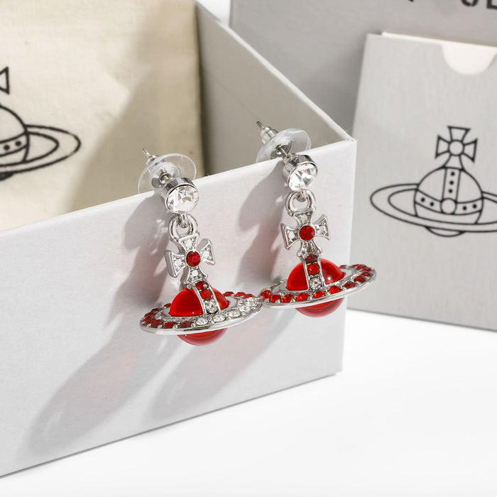 Wholesale Super sparkly Saturn gradient full diamond 3D stainless steel necklace