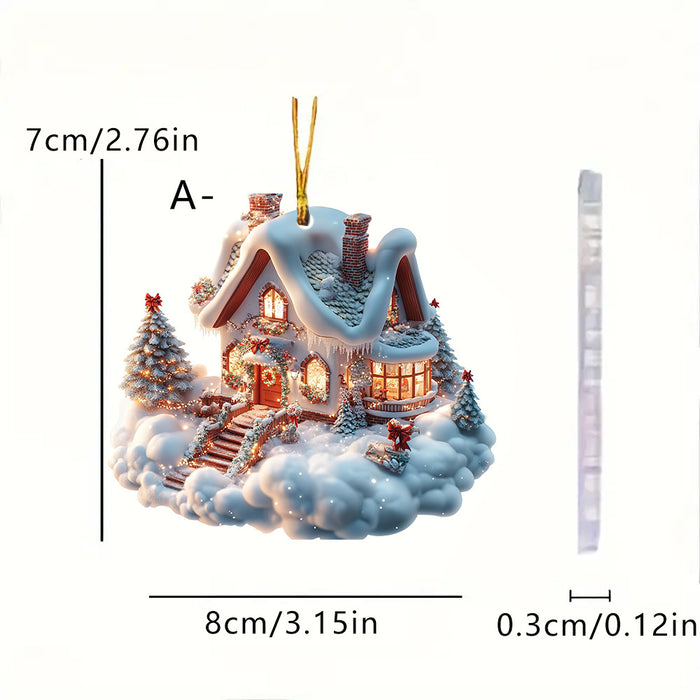 Wholesale Christmas Snow House Acrylic Keychain Pendant MOQ≥2