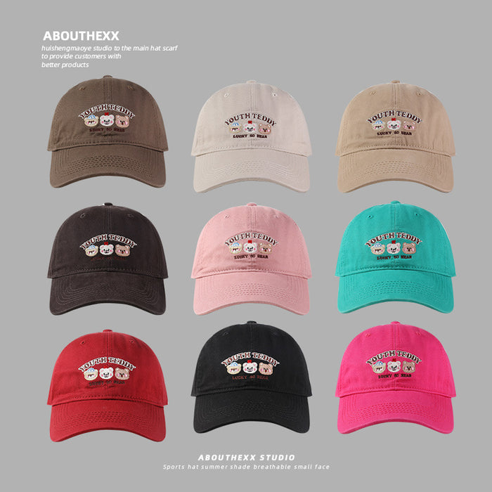 Wholesale Embroidered baseball cap, sweet and versatile, new wide brimmed duckbill cap for couples