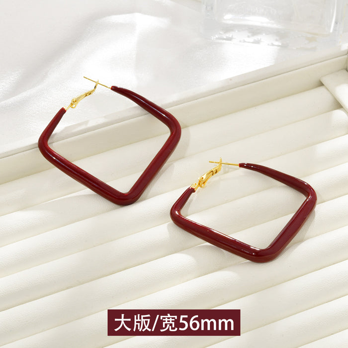 Wholesale   Red Hoop Earrings Slim Earrings Earrings for Women temperament