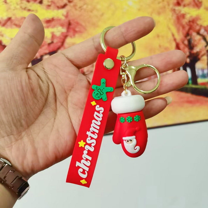 Wholesale Silicone Christmas Keychain Cute Cartoon Pendant