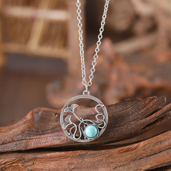 Wholesale Retro Hollow Lotus Leaf  Necklace