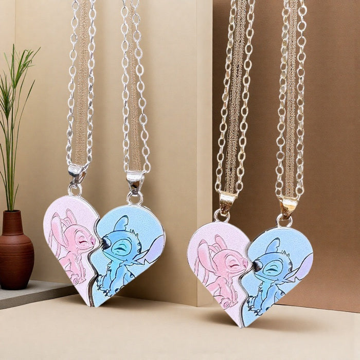 Wholesale Cute Cartoon Heart Magnetic Couple Necklace