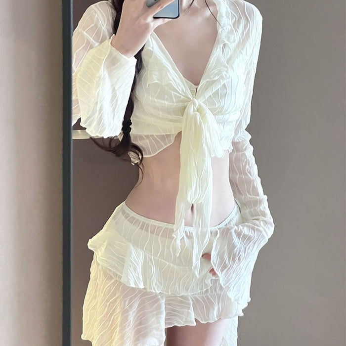 Wholesale Hot spring swimsuit bikini four piece set sexy split swimsuit tight fitting