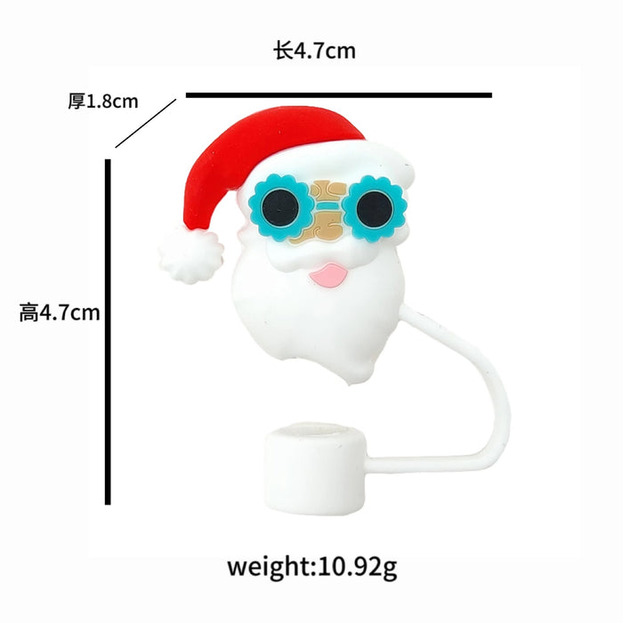 Wholesale 10pcs Food Grade Silicone  Cup Straw Cover Christmas Straw Cover Leak-proof Straw Cap