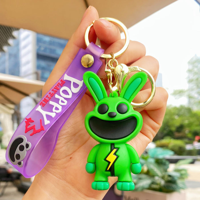 Wholesale Cute silicone smiling animal keychain