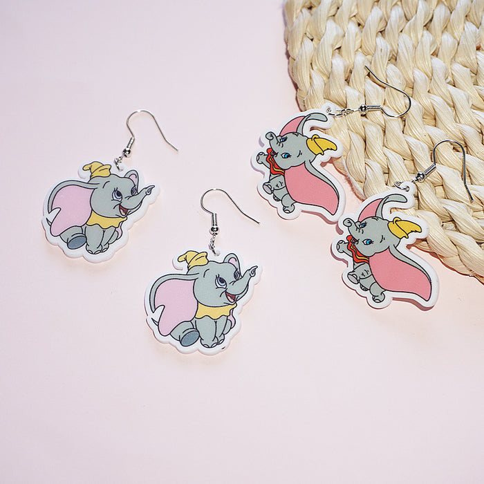 Wholesale Acrylic elephant earrings cartoon cute earrings pendant jewelry