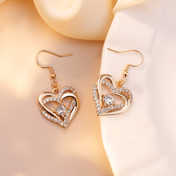 Wholesale Copper Gold Heart Diamond Mother's Day Earrings JDC-ES-MLYJ001