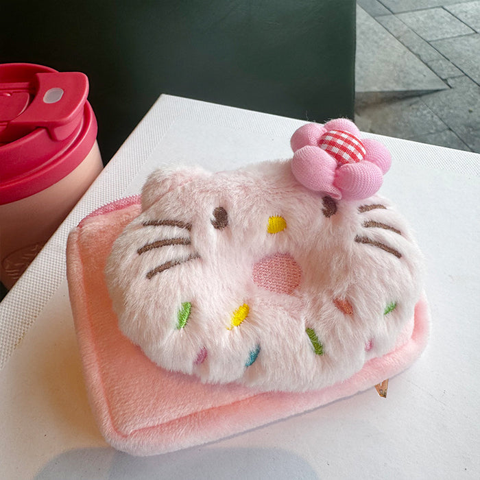 Wholesale Plush cat square pink coin purse earphones bag pendant key lipstick bag coin bag