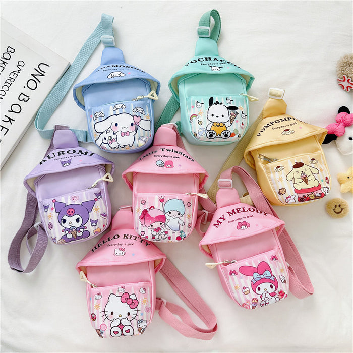Wholesale Outdoor diagonal cross bag for children, cute chest bag, cartoon kindergarten chest bag, nylon coin purse for elementary school students