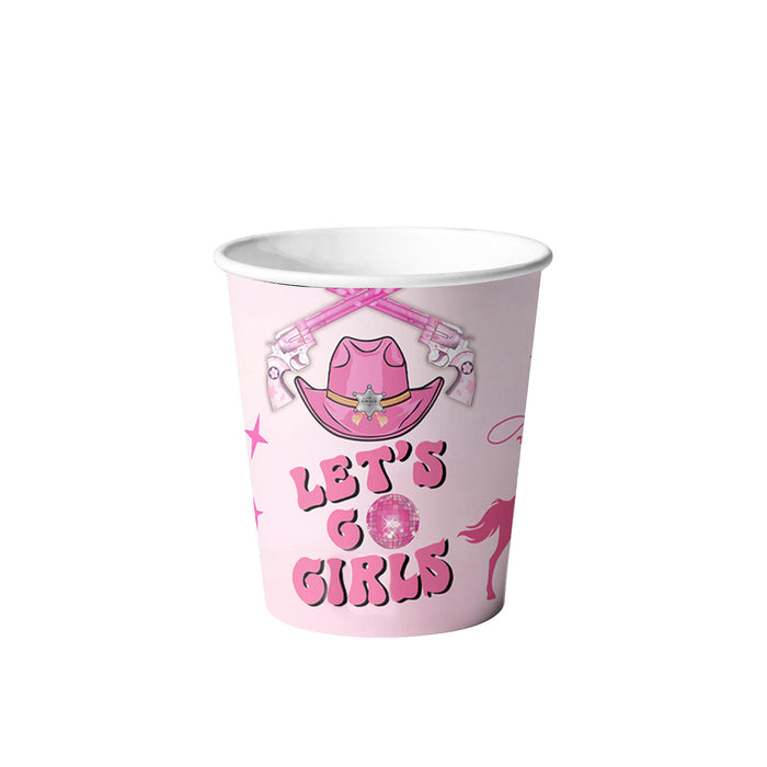 Wholesale Western Cowgirl Theme Birthday Party Decoration Paper Tray Paper Cup Tablecloth Disposable Tableware suit