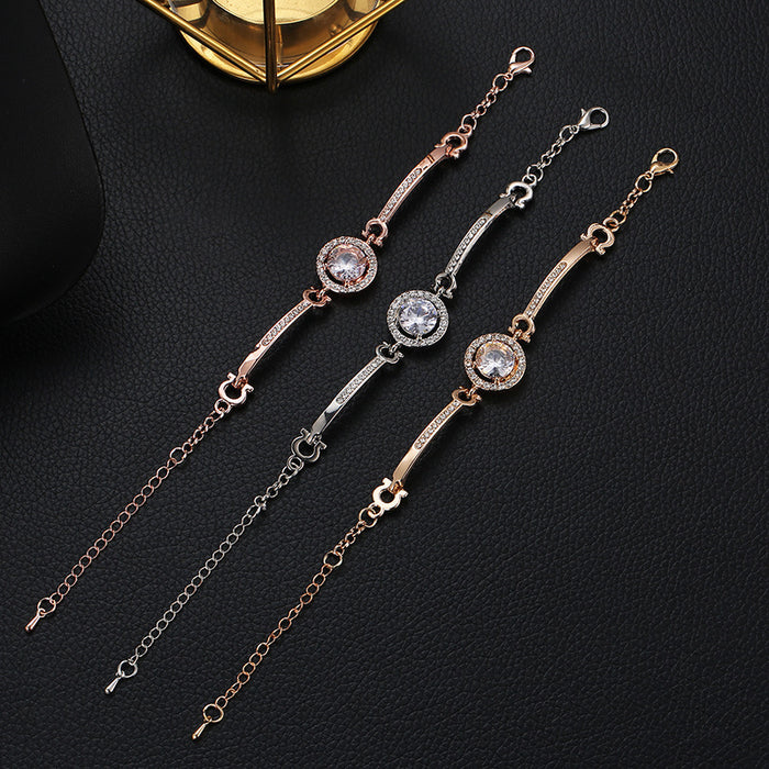 Wholesale Fashion Full Diamond Gem Bracelet Women's Simple Eight Arrows Heart-piercing Zircon Bracelet Jewelry