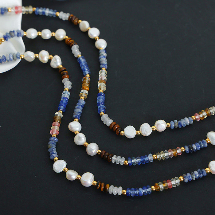 Wholesale Baroque freshwater pearl Natural Stone abacus beads necklace jewelry for women