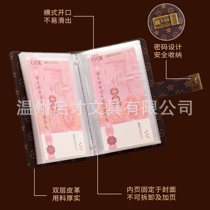 Wholesale Deposit Storage Password Lock Hand Ledger Customized Loose-Leaf Cash Saving Book Large-Capacity Banknote Commemorative Banknote Book