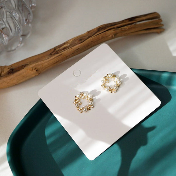 Wholesale Vintage pearl garland earrings without ear holes, elegant earrings, studs