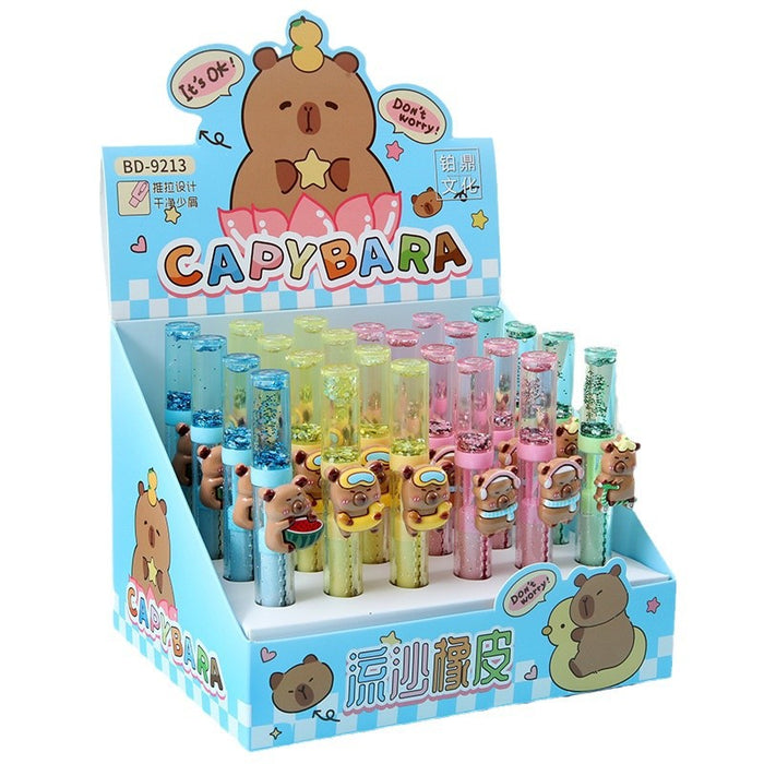 Wholesale quicksand eraser capybara resin push and pull erasing