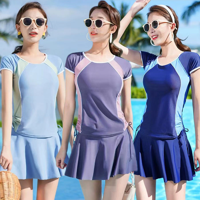 Wholesale Plus size swimsuit women's sports two-piece  casual conservative slimming meat covering hot spring swimsuit