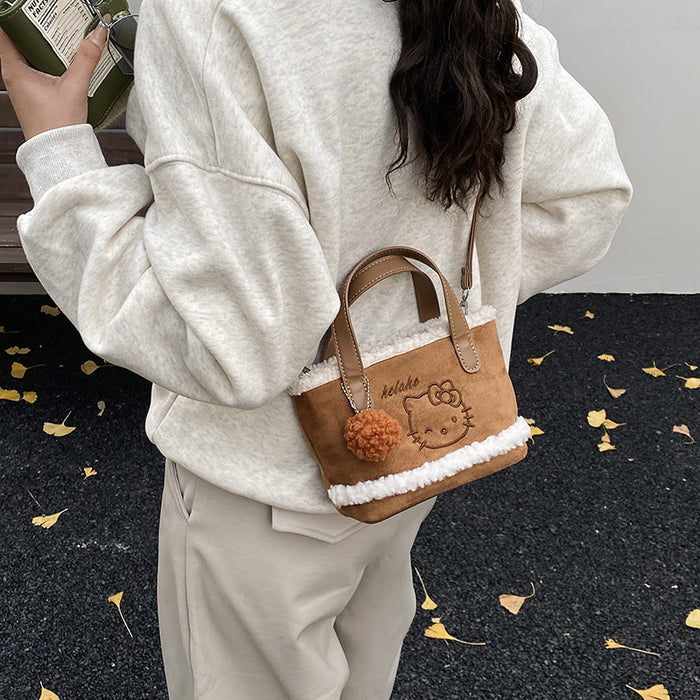 Wholesale Cute Cartoon Embroidered Velvet Crossbody Shoulder Bag for Kids