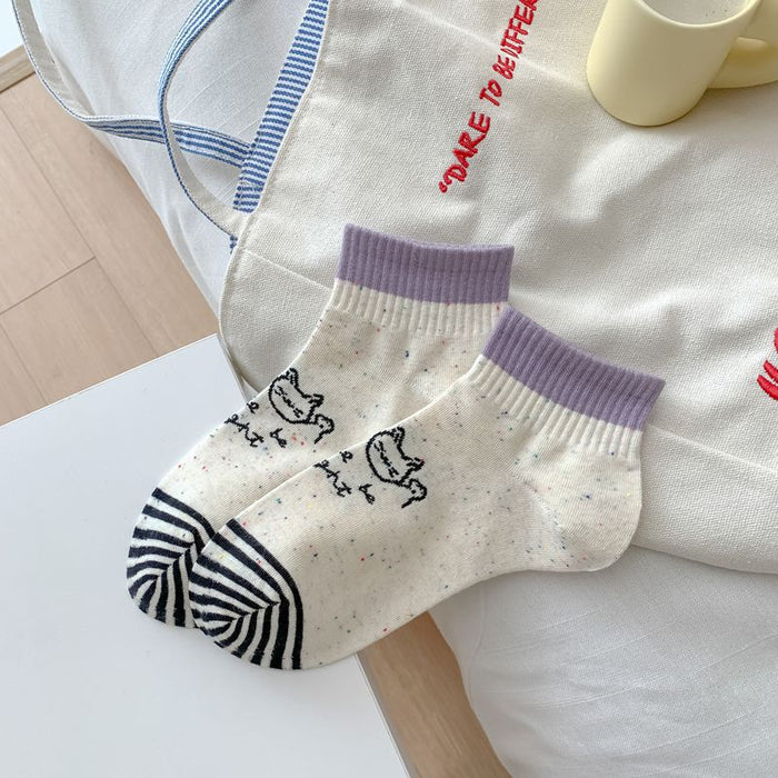 Wholesale Colorful polka dot cute short tube cotton boat socks cute cartoon boneless