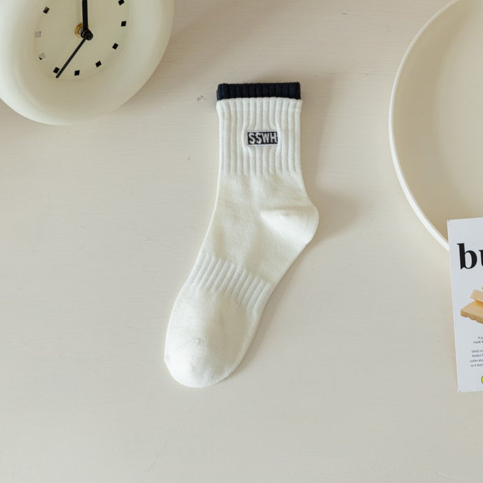 Wholesale New socks, mid length socks, cotton socks, breathable letter long socks, sports women's socks