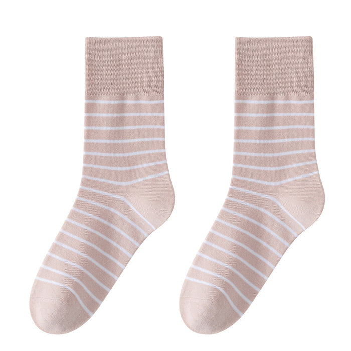 Wholesale Socks made of pure cotton with white stripes, women's sweat absorbing long tube, women's cotton socks