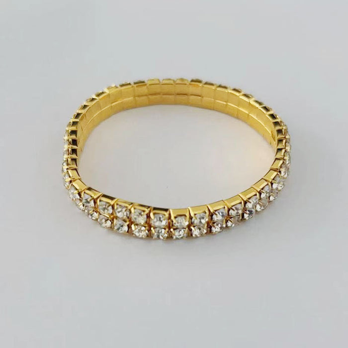 Wholesale Full Diamond Double Row Elastic Bracelet JDC-BT-YG002