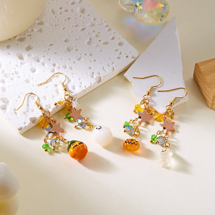 Wholesale Asymmetric Long Earrings Stars Moon Ghost Pumpkin Alloy