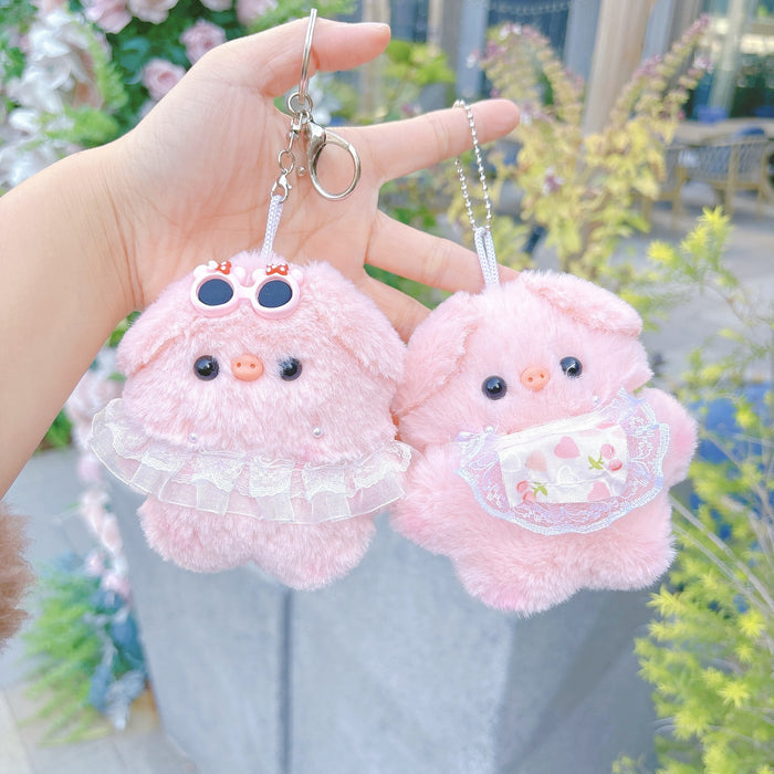 Wholesale Soft Cute Plush Pendant Bib Piggy Sunglasses Piggy Doll Bag Keychain Pendant Doll Machine Stall Doll