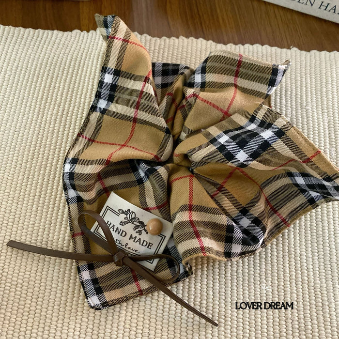 Wholesale Cloth Label British Plaid Colorectal Hair Ring Headwear Advanced Hair Accessories