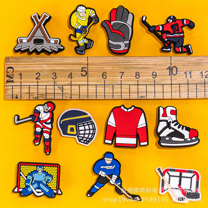 Wholesale Cave shoe flower buckle sports classic ice hockey fun cartoon upper PVC drip plastic decorative buckle detachable accessory