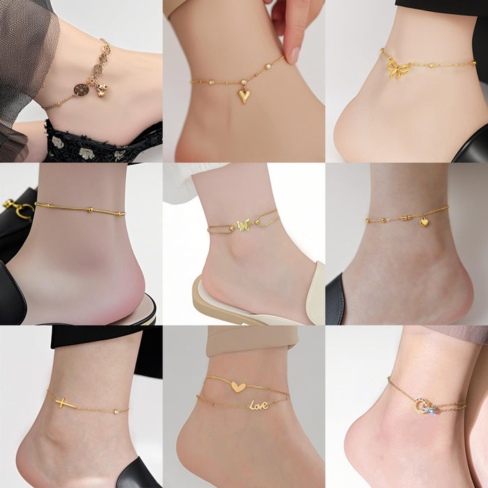 Wholesale Non-fading anklet,  trendy summer titanium steel anklet