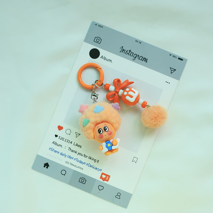 Wholesale Flocked Apple Star Cute Small Pendant Cute Silicone Doll Keychain