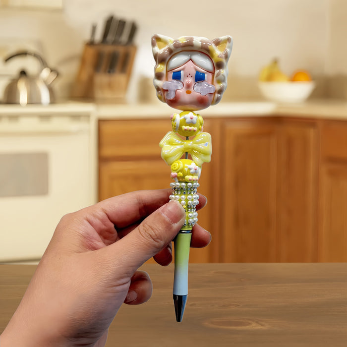 Wholesale DIY Beaded Cartoon Pen Set - 10 Colors Cute Cry Baby Girl Design for Students