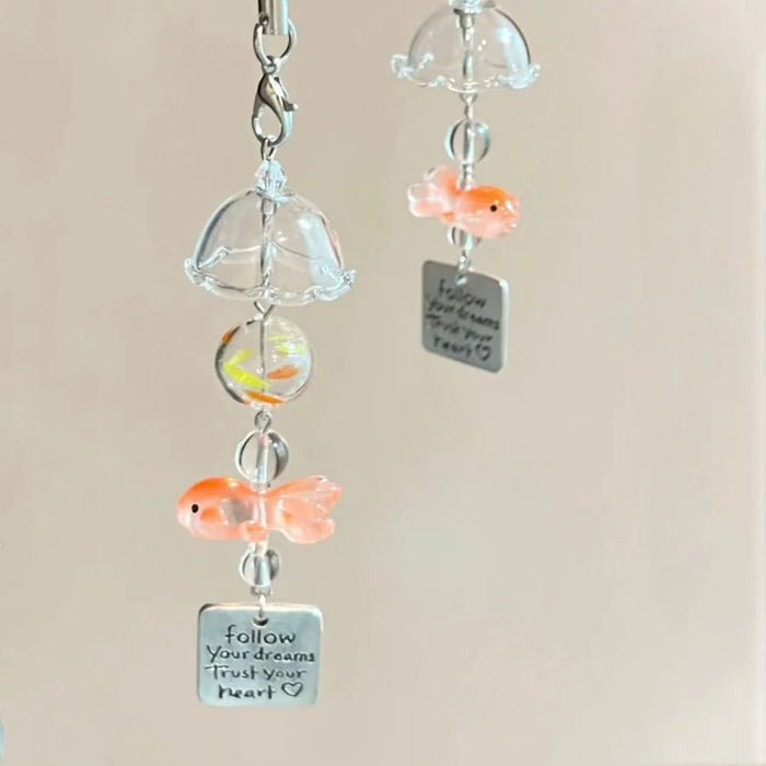 Wholesale Goldfish Dream Hand-made Beaded Pendant Small Fish Mobile Phone Chain