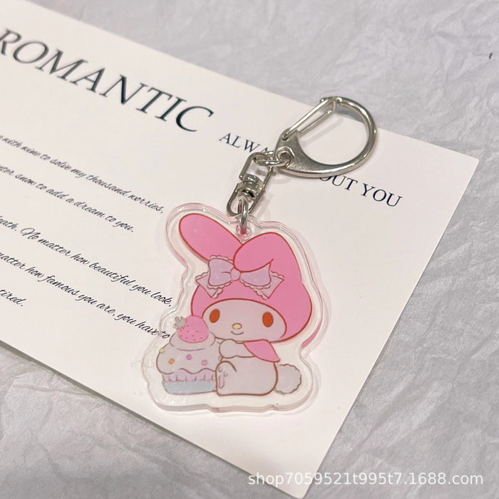 Wholesale Double-sided Keychain Cute Cartoon Book Bag Pendant Transparent Pendant Acrylic Key Ring for Men and Women