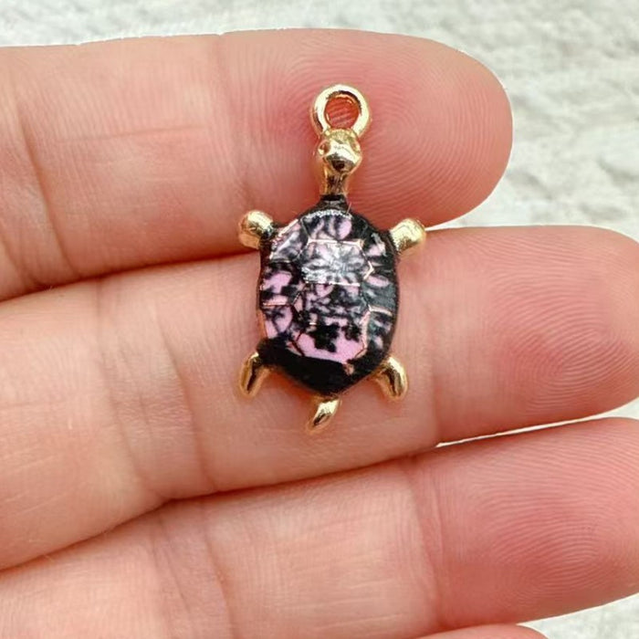 Wholesale 10pcs DIY Colorful Turtle Bracelet Pendant Alloy Oil Drip Accessories Hanging Earrings