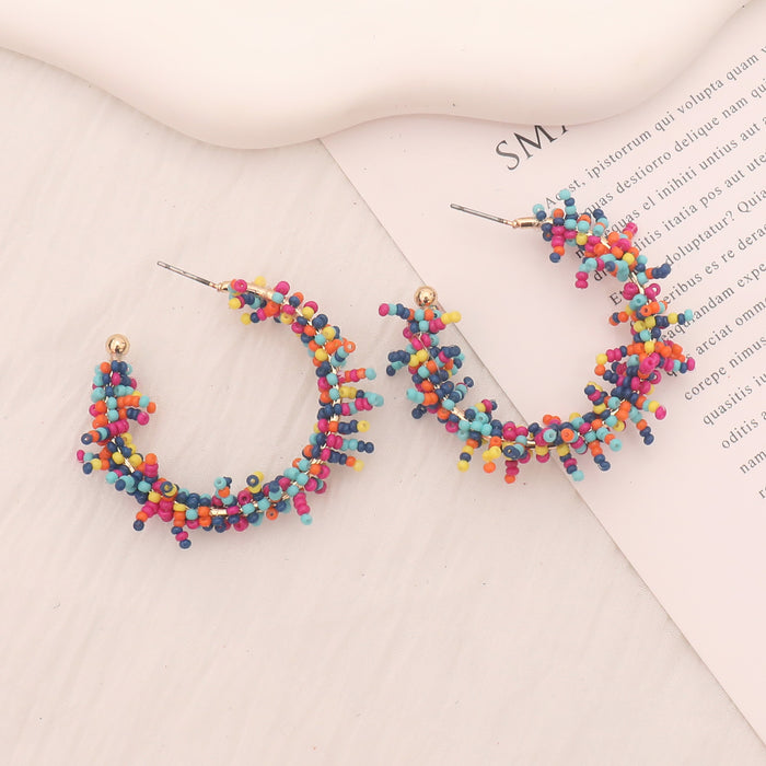 Wholesale Wholesale of colorful handmade beaded earrings with exaggerated personality for women