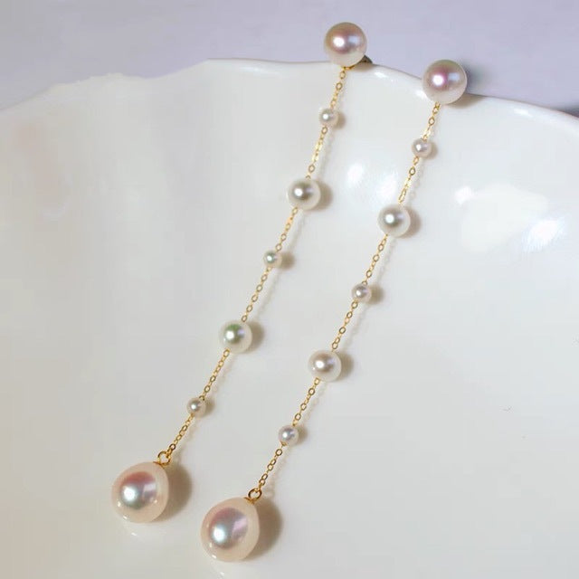 Wholesale Earrings Freshwater Pearl Earrings Ear Line s925 Silver Plated 18k Gold Earrings