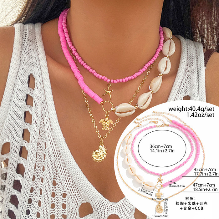 Wholesale Multi layer necklace beach starfish bead jewelry