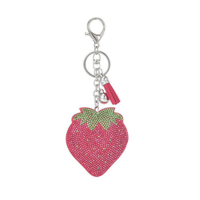 Wholesale Strawberry Fleece Rhinestone Keychain