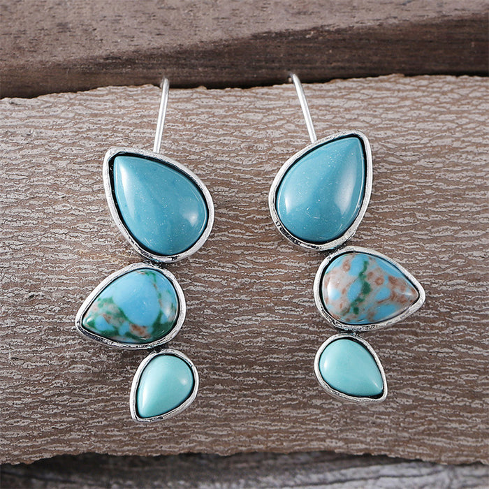 Wholesale 2pcs Retro Round Flower Tassel Earrings
