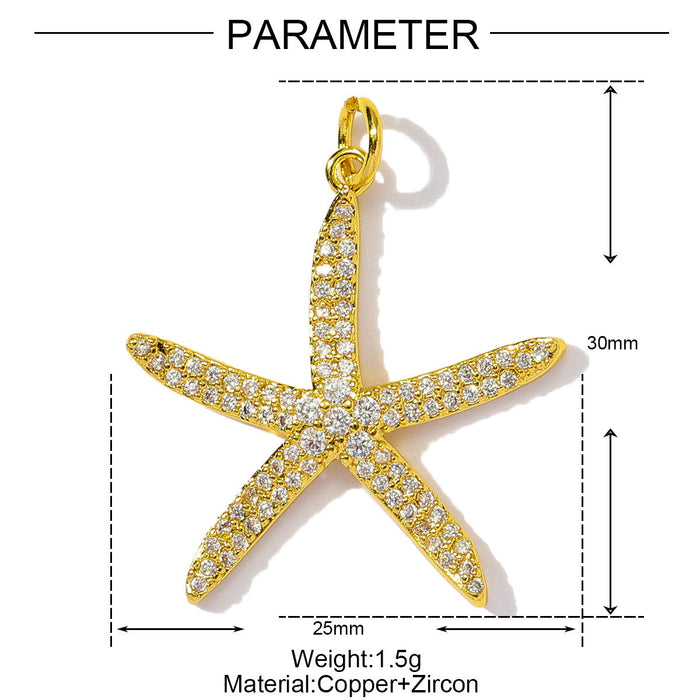 Wholesale Dripping Oil Love Sea Star DIY Copper Zircon Pendant Necklace Natural Stone Crab Earrings Jewelry Pendant