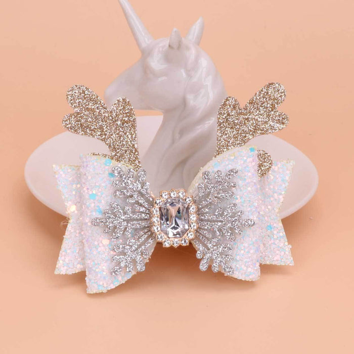 Wholesale Children Christmas Snowflake Fabric Bow Hairpin JDC-HC-Bais005