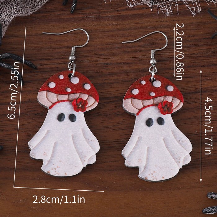 Wholesale  Cute Ghost Pendant Ear Wooden Gothic Double-sided Ear Jewelry