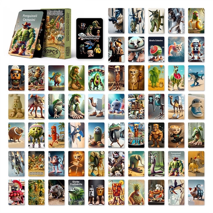 Wholesale 92 Small Cards Self-Printed Fish Cat Capybara Sticker Lomo Card