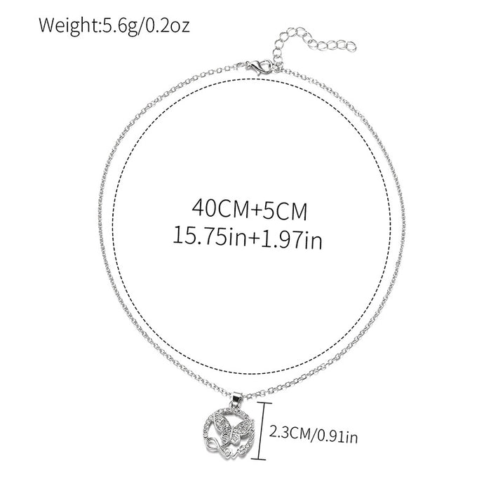 Wholesale Fashion and personalized double layered necklace with alloy butterfly thick chain pendant for accessories