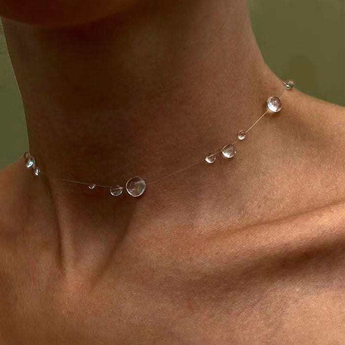 Wholesale Ice dewdrop necklace with niche design, extremely simple and high-end water droplet earrings