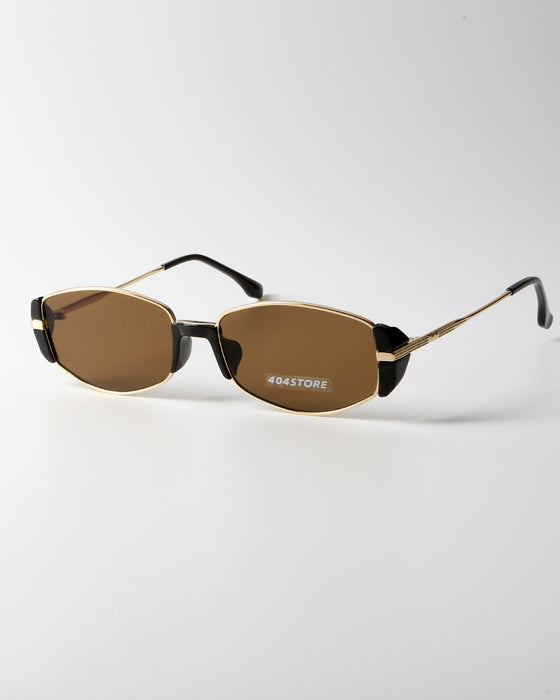 Wholesale New, modern, retro, high-end, tea colored narrow frame small brown mirror, cat eye sunglasses, sunglasses
