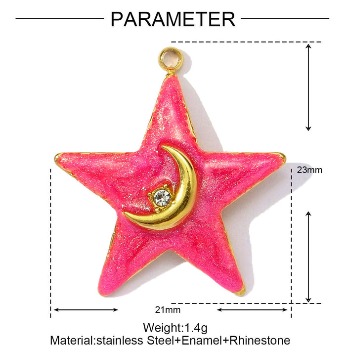 Wholesale Drip Oil Love Flower Star Moon Stainless Steel Pendant Necklace Eye Earrings Stainless Steel Jewelry Pendant