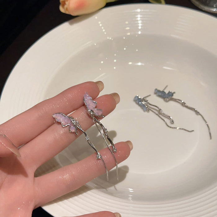 Wholesale Crystal zircon butterfly long tassel earrings, high-end earrings, earrings, pendants, accessories